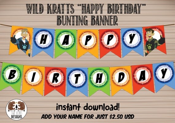 Wild Kratts Inspired Happy Birthday Bunting By Twobearsdesigns