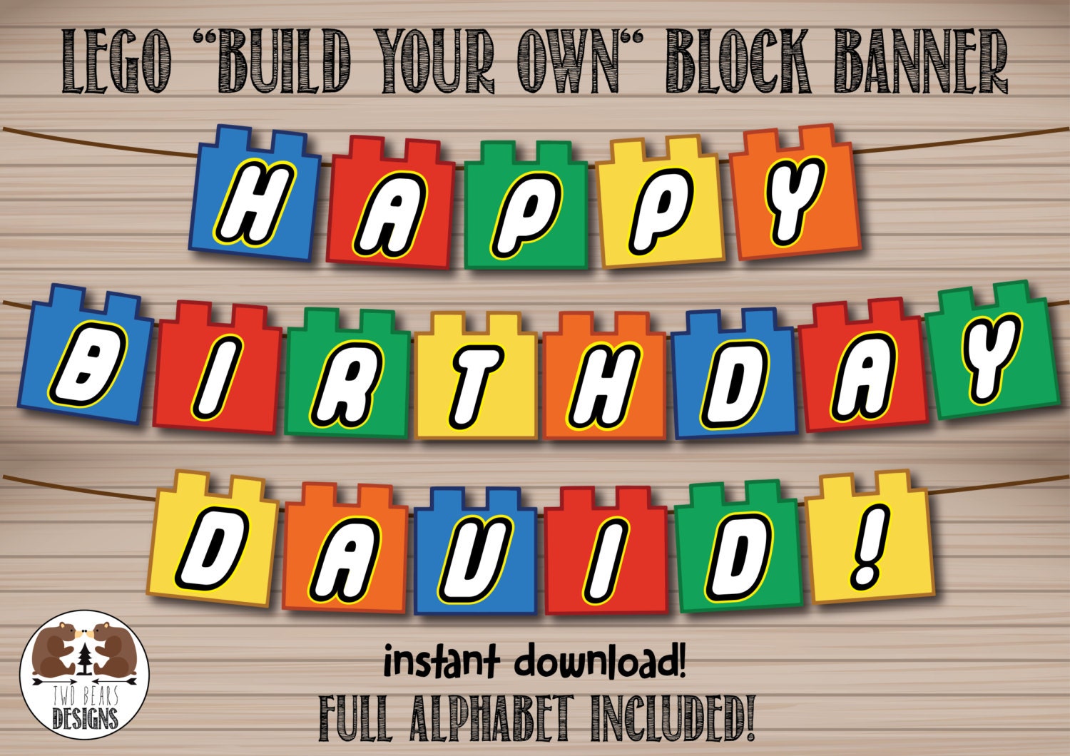 lego blocks bunting banner full alphabet by twobearsdesigns