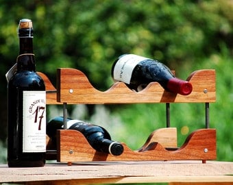 Wine Rack - countertop, walnut and steel, wood wine rack. winerack.