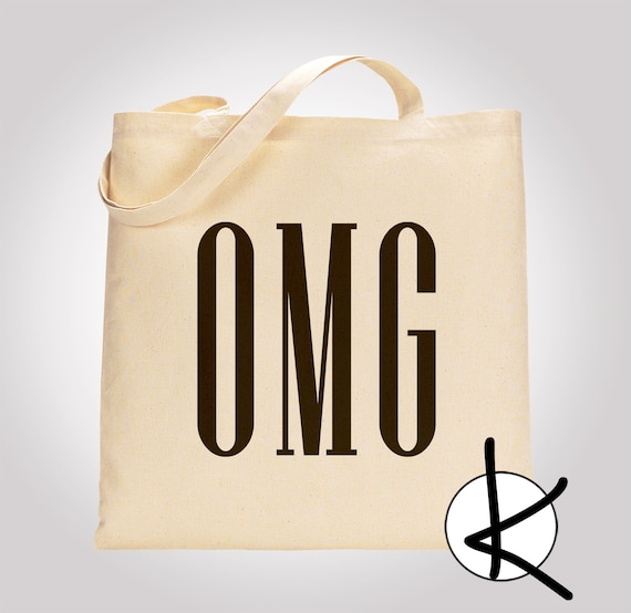 OMG 100% Cotton Tote Bag, Shopping Bag, Library Bag, Beach Bag