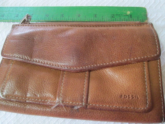 Vintage FOSSIL British Tan Leather Trifold wallet and