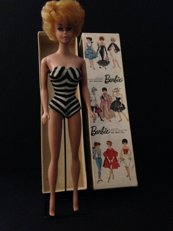 Vintage Number 2 1962 Bubble Cut Barbie Doll with Pedestal