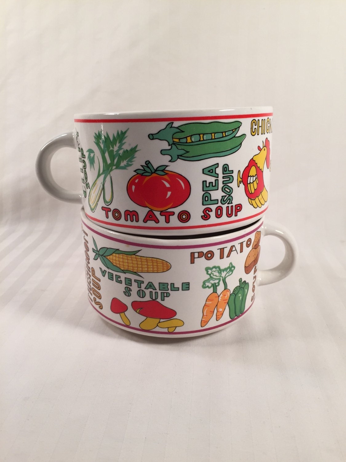 Vintage Soup MugsCeramic Soup BowlsVegetable by VelmasDiner