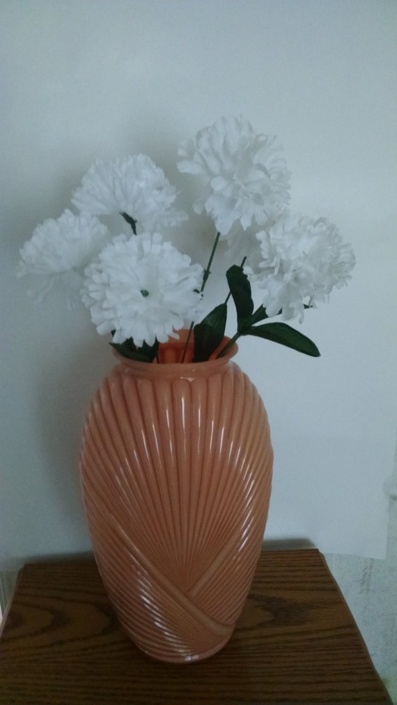 Beautiful peach colored vase. 13 inches tall by CountryVintageBarn