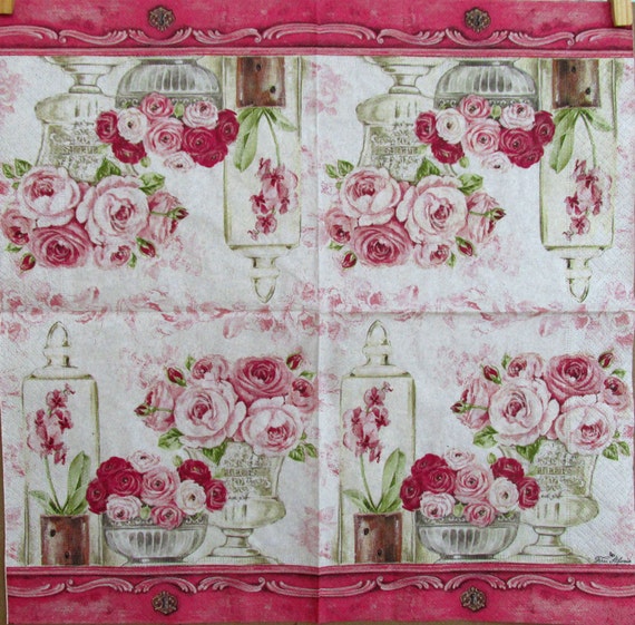 decoupage art supplies Decoupage Scrapbooking Roses napkins paper Pink Flower