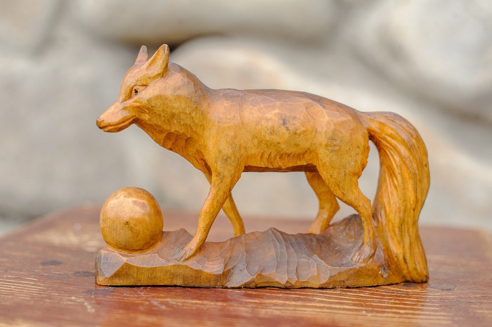 wooden fox statue