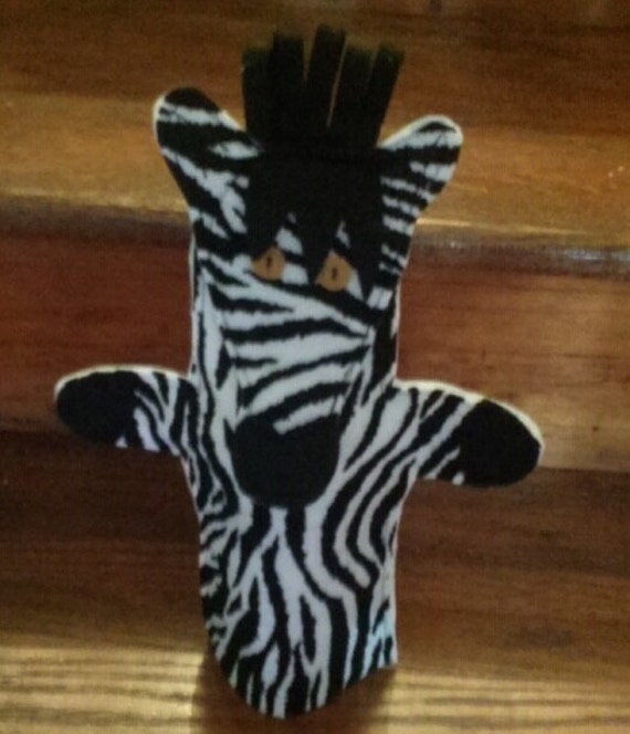 Zebra hand puppet by HisChildrenBoutique on Etsy