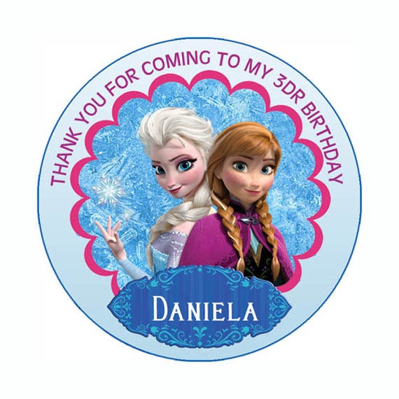 Disney Frozen round Birthday Stickers label you by TonyPartyFavor