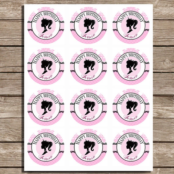 Birthday Cupcake Topper Princess Barbie by PoppyPartyPrint