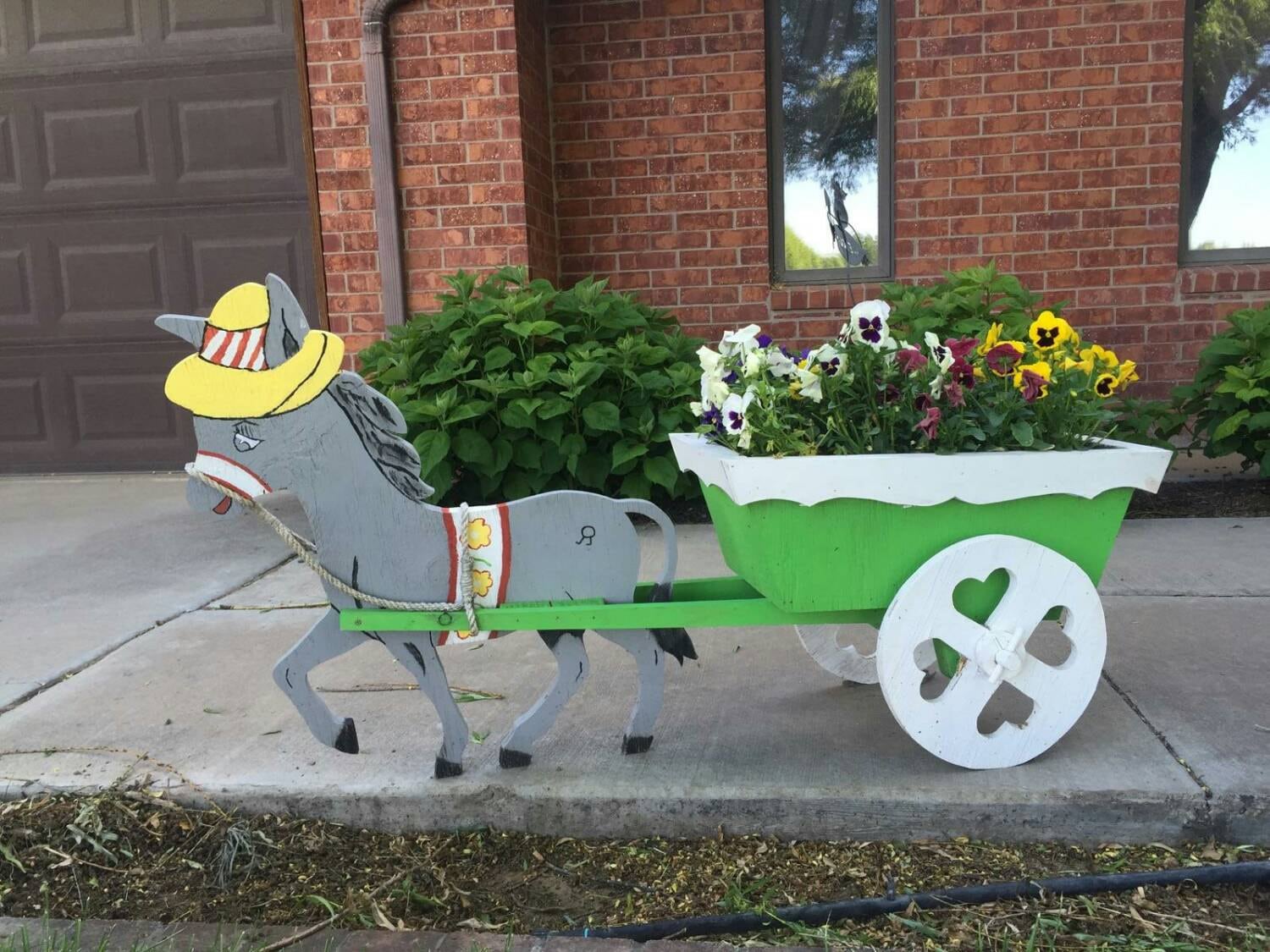 Wooden donkey planter