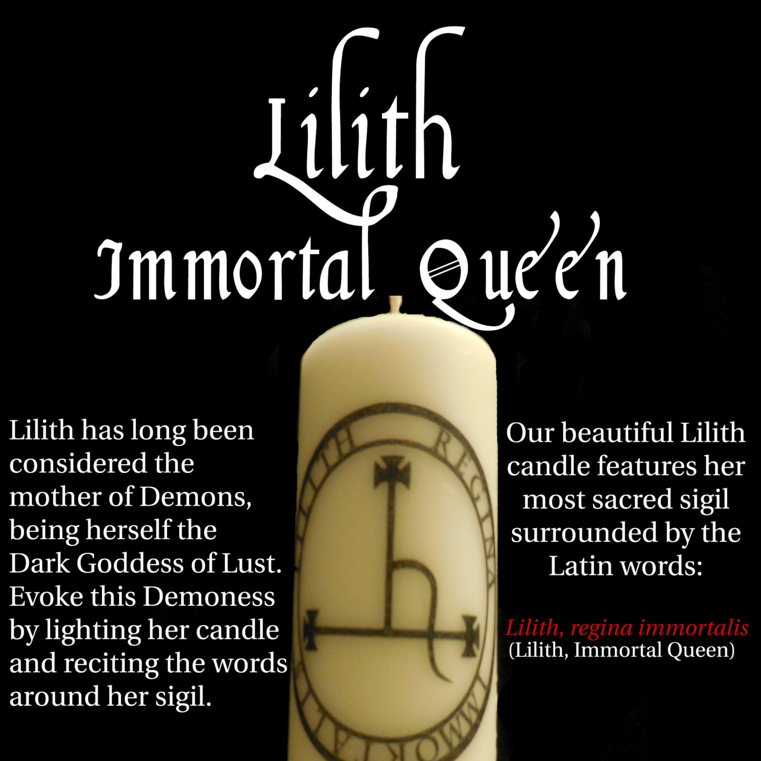 Lilith: Immortal Queen Pillar Candle Satanic by ...