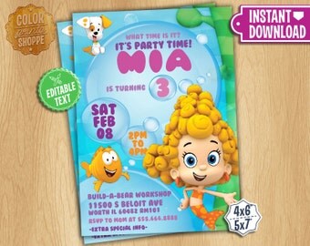 Bubble Guppies Invitation - EDITABLE TEXT - Customizable Bubble Guppies Birthday Party Invite - DEEMA - Instant Download