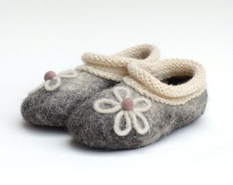 Hand Felted Children's Shoes "Daisy" Size 10/11/12/13