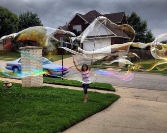 GIANT Bubble Wand Painted Stick Pair Set with Bubbles Recipe Kid Made Kid Tested Mother Approved Bigger Better Bubbles