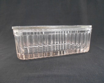 Depression Glass Refrigerator Dish 1930's in Clear Glass #00009