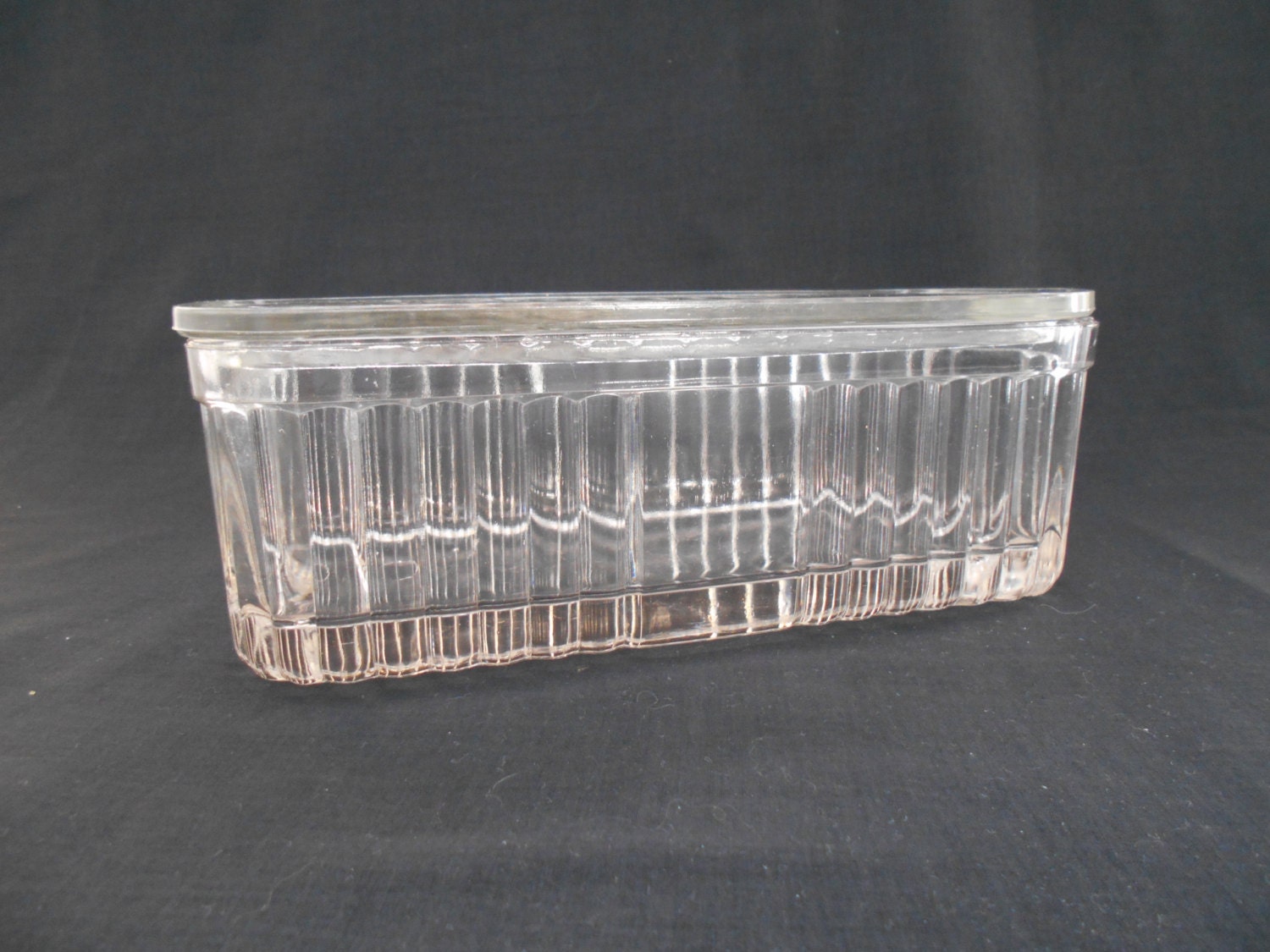 Depression Glass Refrigerator Dish 1930's in Clear Glass