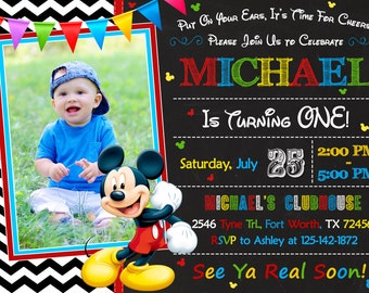 Mickey Mouse Invitation, Mickey Mouse Birthday, Mickey Mouse Party