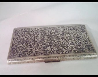 Antique Italian Silver 800 Cigarette Case Persian Design