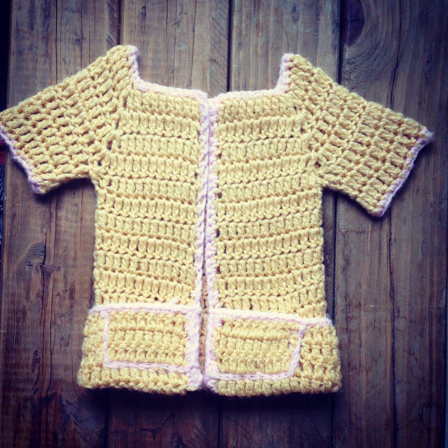 Yellow & Pocket crochet house coat
