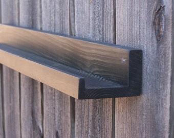 Narrow 20", 22", 24", 26 Inch Floating ledge Shelf, Picture ledge Shelf, Spice Rack You Choose length, Ebony Finish