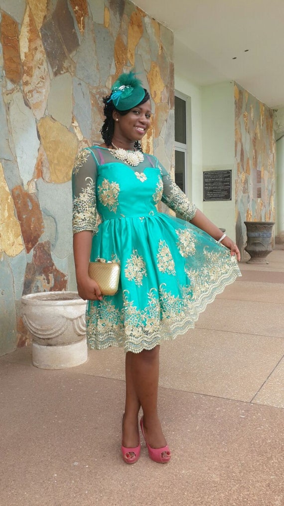 African Handmade Lace Cocktail Dress