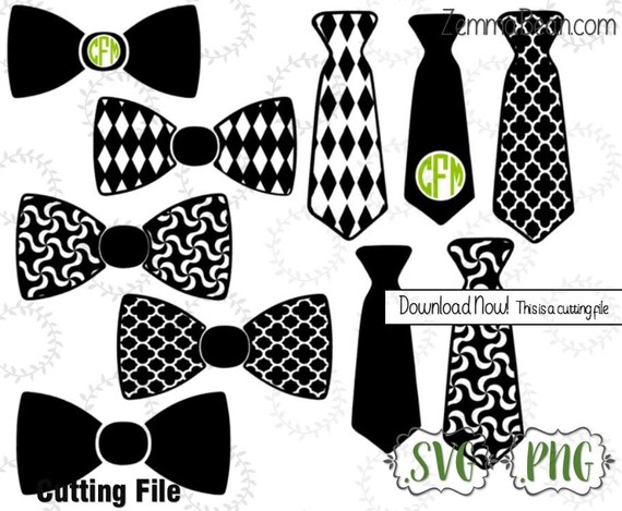 Download Tie and bow tie double collection CUTTING file. .SVG .PNG