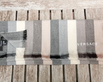Versace Scarf/Vintage Versace/Pure New Wool/Unisex Scarf/Striped Scarf/68"Long/20"Wide/*FREE GIFT WRAP*