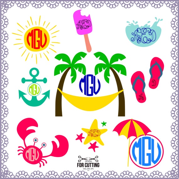 Download SUMMERmonogram frame cut Files svg eps dxf by ...