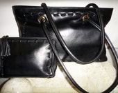 Items similar to YVES SAINT LAURENT rive gauche black lamb leather ...  