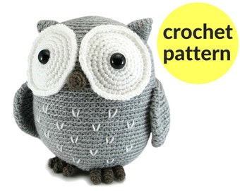 Large owl amigurumi pattern - crochet owl pattern, large stuffed animal owl, cute owl pattern, cute crochet pattern, easy amigurumi pattern