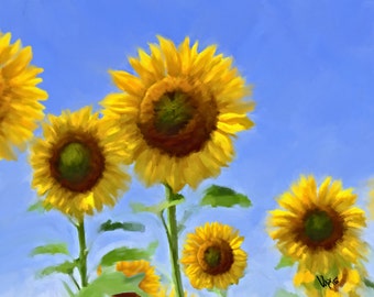 SUNFLOWER PAINTING Sunflower Original painting Flower Painting Painting sunflower art wall art Sunflower decor canvas painting art Giclée