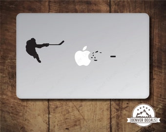 Hockey Player Blasting the Apple Macbook Sticker Ice Hockey Slapshot Mac Decal 13 15