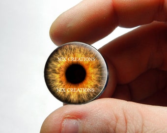 Glass Eyes - Fire Zombie Glass Eyes Handmade Glass Taxidermy Doll Eyes Cabochons - Pair or Single - You Choose Size
