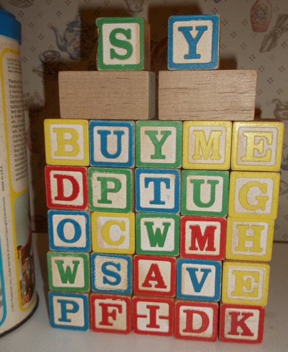 vintage playskool wooden blocks