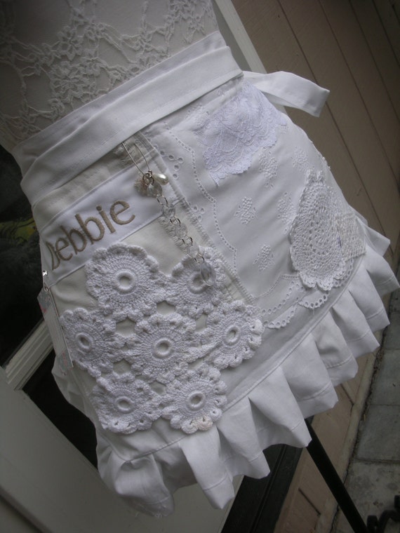 Downton Abby Aprons - Aprons and Lace - Handmade Aprons - Shabby Chic Aprons - Cottage Chic Aprons - White Lace Aprons - Annies Attic Aprons