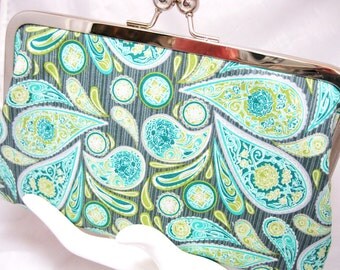 Coupon Organizer, Coupon Holder, Coupon Divider, Cash Envelope System, Coupon Purse, Rustic Green Grey Paisley