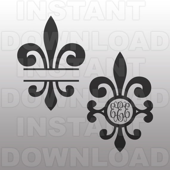 Download Fleur De Lis Monogram SVG File Mardi Gras SVG Vector Clip