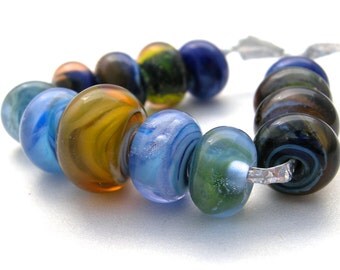 handmade lampwork beads, 13 lampwork bead set