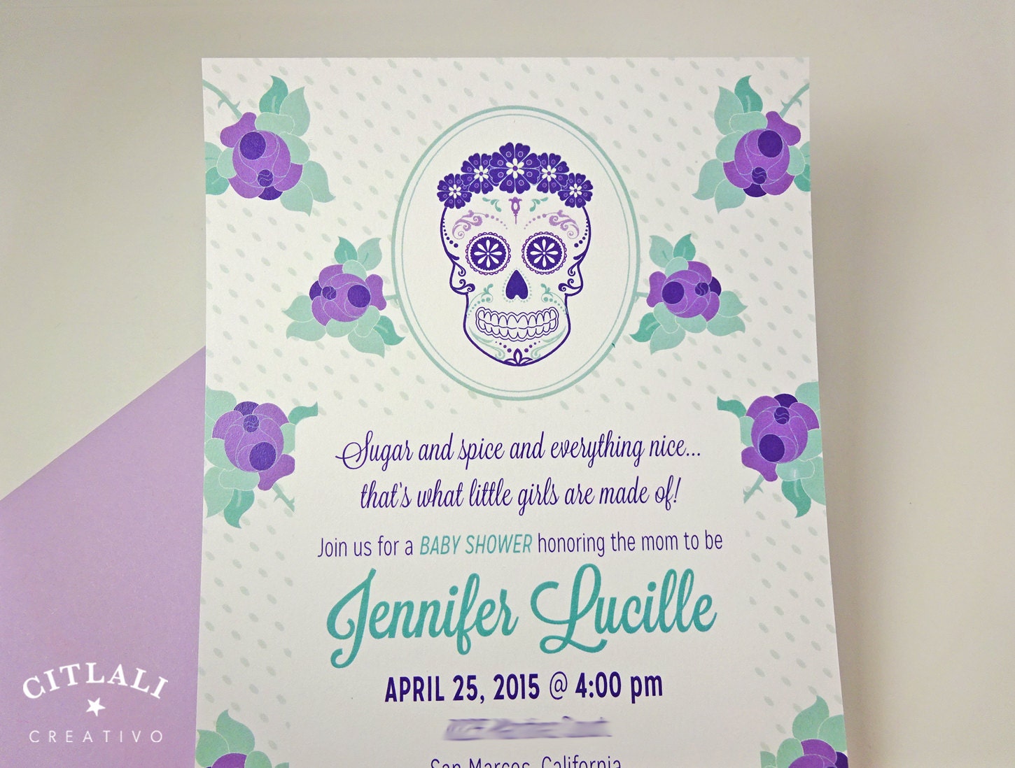 Sugar Skull Baby Shower Invitations 5