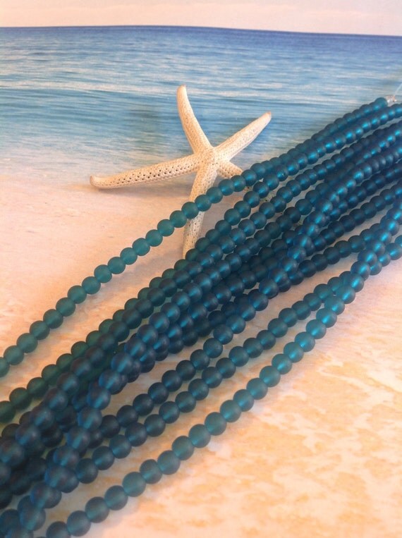 6mm drilled sea glass beadsteal beach glassround cultured