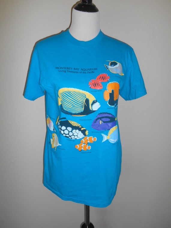 Monterey Bay Aquarium top tee t shirt 80s 1989