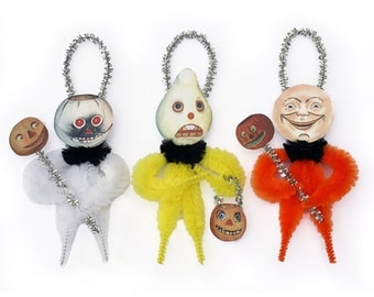 Chenille Ornaments - Handmade Vintage Style Halloween Ornaments