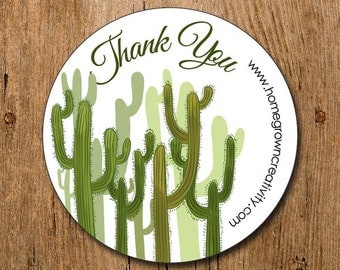 Customized Thank You Stickers - Cactus Desert Green - Labels - Packaging Display - Thank You Stickers