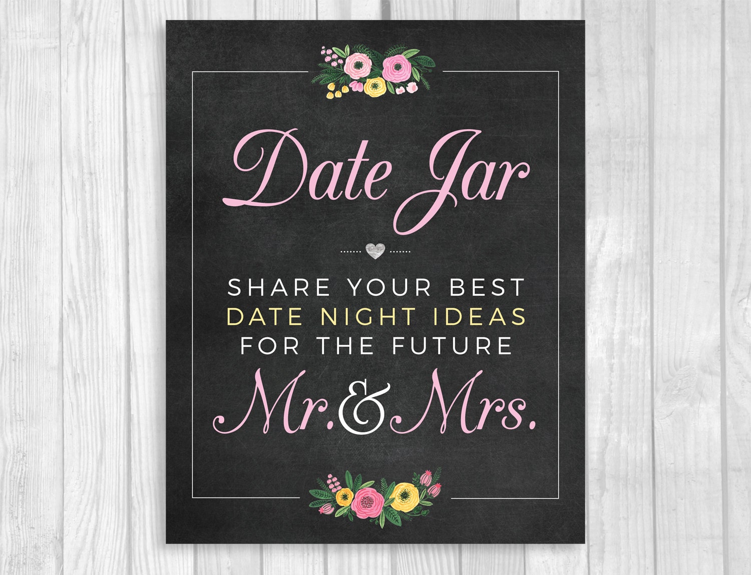 Date Jar 8x10 Printable Bridal Shower Date by WeddingsBySusan