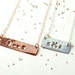 custom name date monogram bar rose gold silver necklace