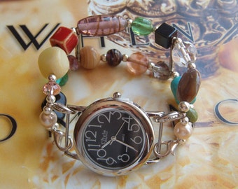 Interchangeable Bracelet Watch Band with Watch Face, Beaded Watch, Double Interchangeable Watch Band With Face Included