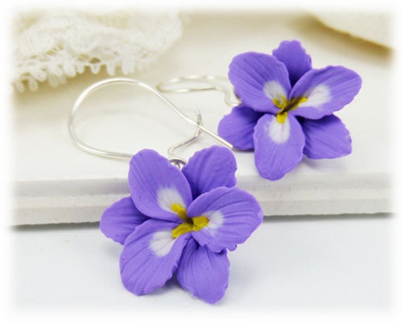 Purple Freesia Drop Earrings  Purple Flower Earrings, Freesia Jewelry 