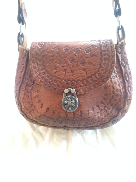 tooled leather crossbody bag