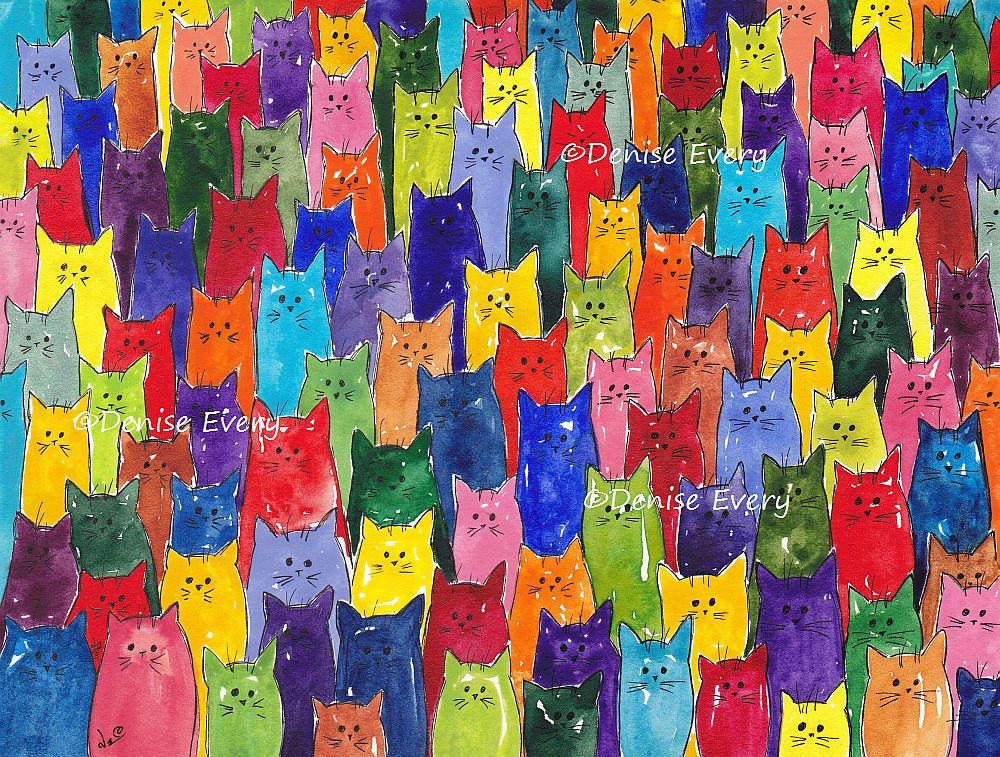 Cat Art Cat Painting Abstract Cat Art Original Watercolor