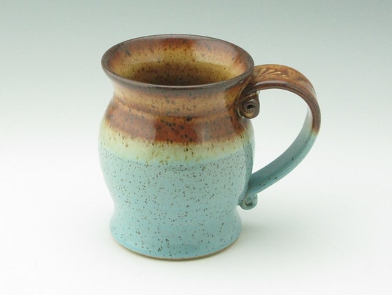 Extra Large 24 oz Coffee Mug Pot Belly Pottery by TwistedRiverClay